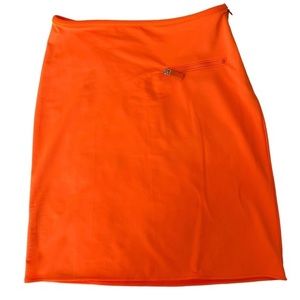 Vintage Miu Miu Neon Orange Skirt with Front Zip Pocket Barbiecore - Size Small